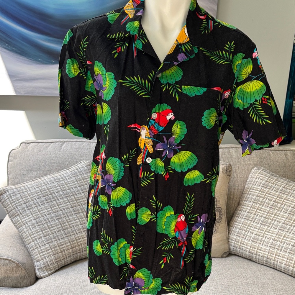 Tropical Parrot Print Men's Shirt
